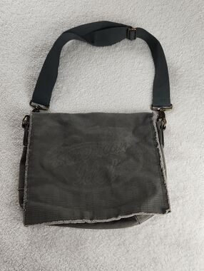 American Idol Gray Distressed Canvas Messenger Bag with Adjustable Strap